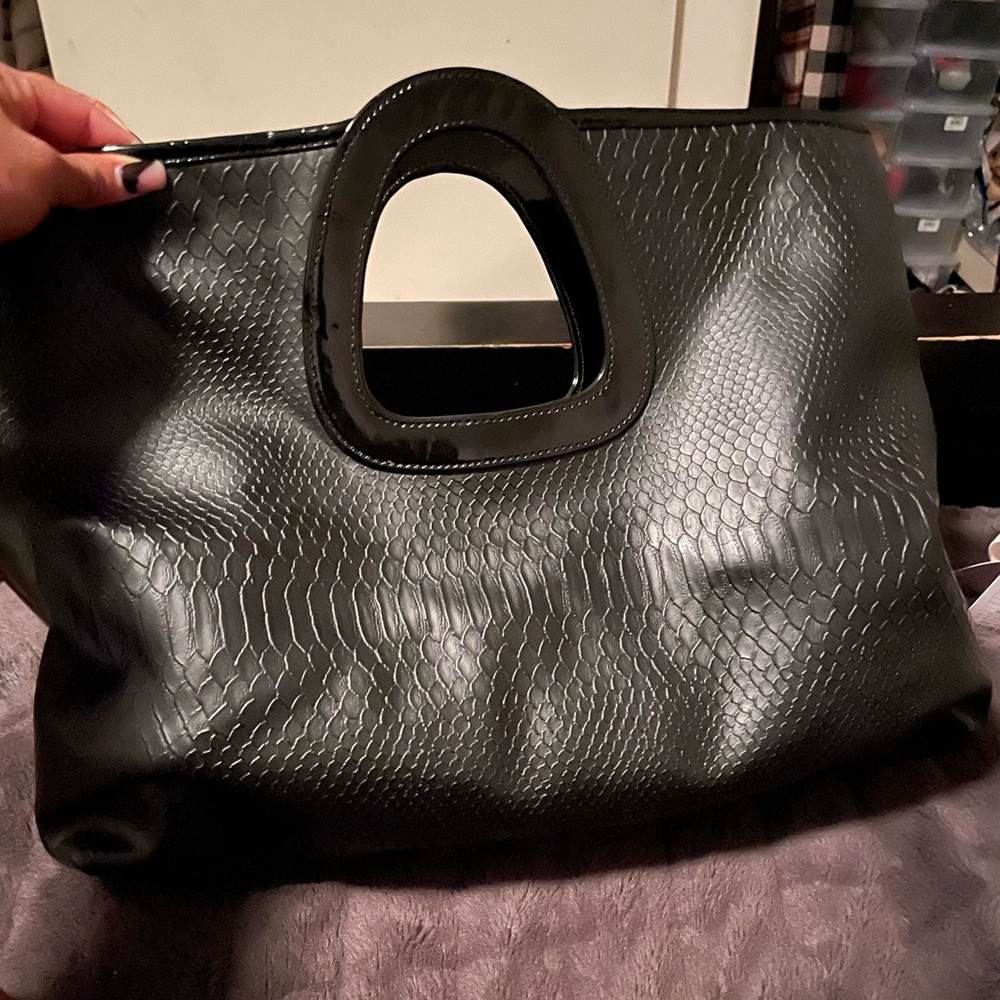 Black hand bag, clutch large size
